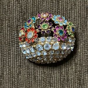 Dorothy Bauer Signed Flower Basket Brooch